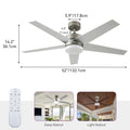 Uforic 52" Modern Ceiling Fan with Lights and Remote Control, 5 Blade Ceiling Fan