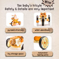 Xuanlur Kids Ride on Dinosaur Tricycle, Toddlers Kid Trike with Wide Flash Wheels, Anti Slip Pedals, Rear Basket, Music & LED Lights, Toddler Bike